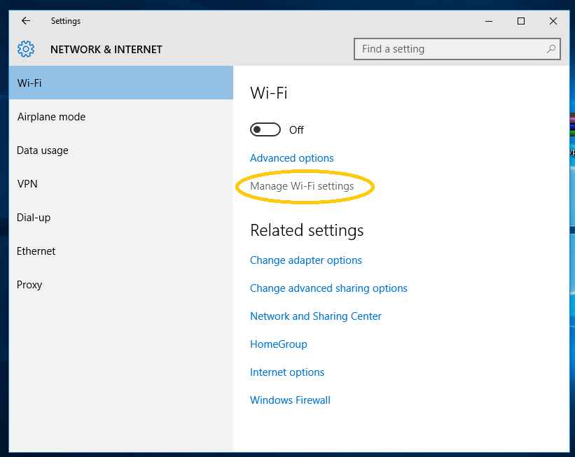 manage wifi password windows 10